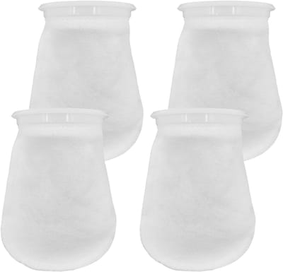 Set van 4 Filter Sokken van 10 cm en 7 Inch voor Aquariums en Vijvers, 200 Micron, Ideaal voor Zoet- en Zoutwater, Effectieve Waterfiltratie en Onderhoud