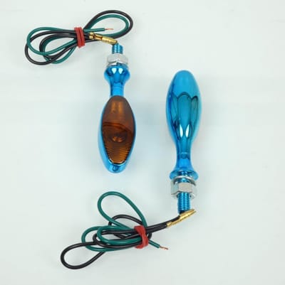 Mini clignotant Vicma LED 12V aluminium chromé bleu oblong pour moto 4599 Neuf
