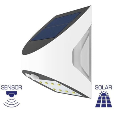 Braytron - Solar Wandlamp Buiten – Solar Tuinverlichting – Zonne Energie Buitenverlichting – 3w - Helder wit 6500K - met sensor