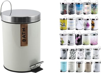 Kleine Witte Metalen Prullenbak 3 Liter voor Badkamer of Keuken