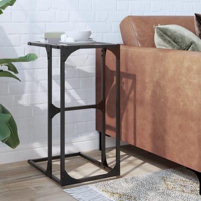 vidaXL - Bijzettafel - met - transparant - glazen - blad - 40x30x61,5 - cm - staal