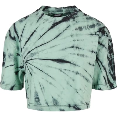 Urban Classics - Oversized Tie Dye Crop top - 5XL - Zwart/Groen