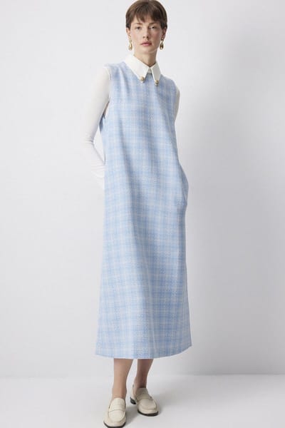 Touché Privé - Tweed gilet met overhemdkraag - Blauw - Dames