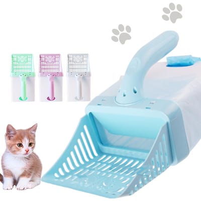 Kattenbakschep met Afvalbak Kattenbak Reinigingsgereedschap Set Huisdierbenodigdheden white