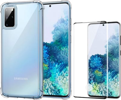 Hoesje geschikt voor Samsung Galaxy S20 Plus - Transparant Shock Proof Siliconen Case + Screenprotector Full