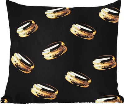 Tuinkussen - Macarons - Patroon - Goud - Zwart - 40x40 cm - Weerbestendig