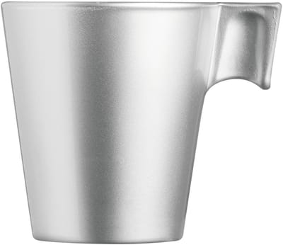 Luminarc Espresso kopjes - 1x - zilver metallic - koffiekopjes van 80 ml - 6 x 5.5 cm - keramiek
