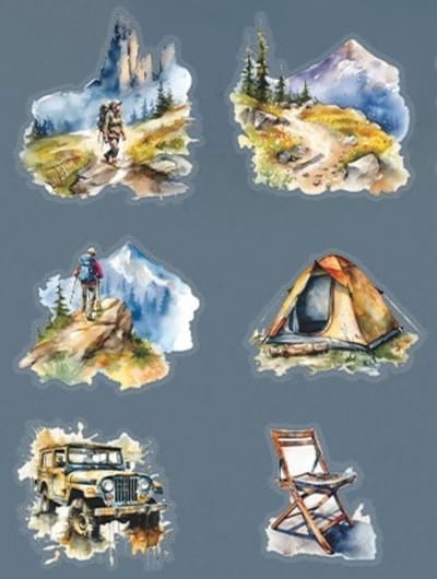 Stickerset Seenery Faraway - Bergen - Stickers Maintain - Vakantie - Bergwandeling