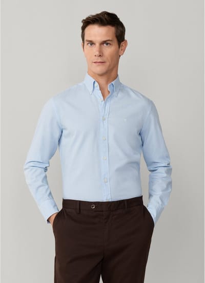 Hackett London Oxford fit getailleerd overhemd lichtblauw