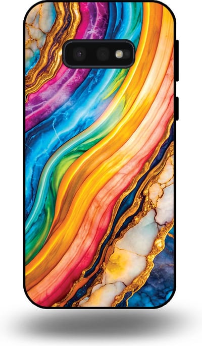 Smartphonica Telefoonhoesje Geschikt voor Samsung Galaxy S10E met Regenboog Goud Marmer Opdruk - TPU Backcover Case Rainbow Gold Marble Design geschikt voor Samsung Galaxy S10E