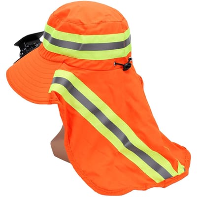 Op Zonne-energie Werkende Ventilator Hoed Outdoor Zon Hoed Brede Rand Bucket Hoed met Reflecterende Strepen Zon Bescherming Hoed voor Mannen Vrouwen fluorescerende gele kleur