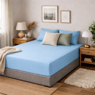 Saphira COMFORT Jersey Hoeslaken – Lichtblauw – 180x200 cm – 30 cm Matrashoogte – 100% Katoen – 360° Elastiek Rondom – Glad & Rekbaar