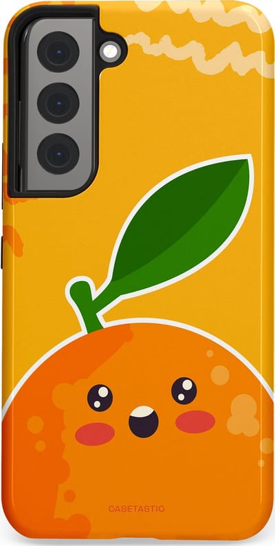 Casetastic Hoesje Geschikt voor Samsung S22 - Stijlvolle Beschermende Duo-layer Case - Vrolijke Sinaasappel