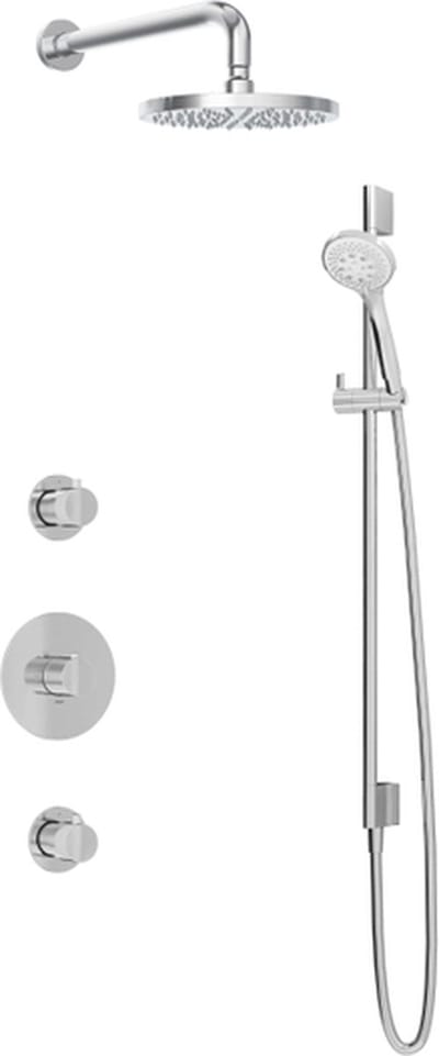 Hotbath Buddy IBS1 inbouw regendoucheset met ronde handdouche aan glijstang en 20cm ronde hoofddouche aan 35cm wandarm chroom