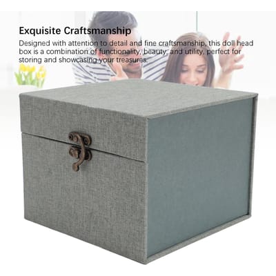 Boîte de rangement pour tête de poupée à articulation sphérique Boîte de transport de protection en tissu de lin pour tête de poupée échelle 13