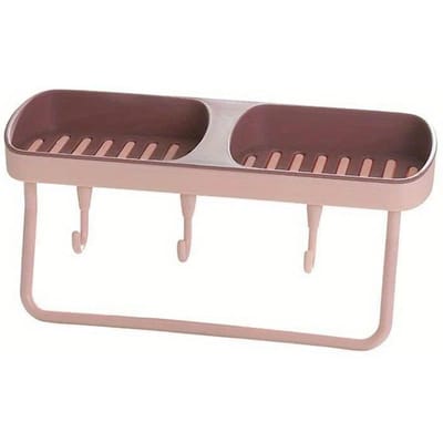 1 pièce Porte-savon de salle de bain, Multifonctionnel à monter au mur, Pose et suspension, Porte-savon sans perçage à monter au mur rouge