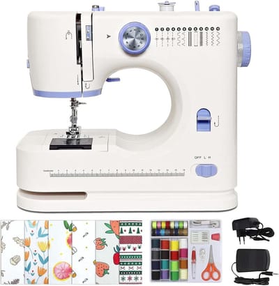 Naaimachine Beginners - Naaiapparaat Huis - Thuiscreaties Maken - 12 Steken Inbegrepen - 498 Pond - Wit Bruin