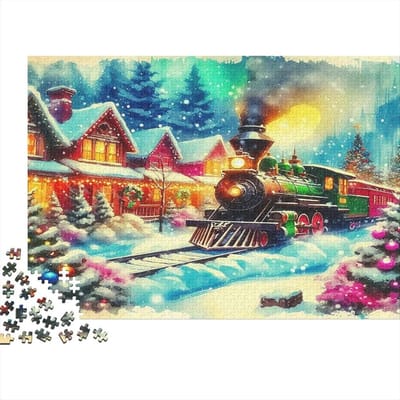 Winterdorp Puzzel - Legpuzzel Volwassenen - Ontspannen Tijdverdrijf - Dikke Karton Stukjes - 38x26 cm - Multicolor