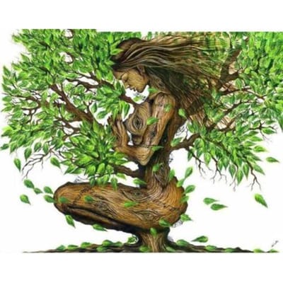 Peinture diamant arbre vert fille 5D, broderie diamant à faire soi-même 20X30CM black