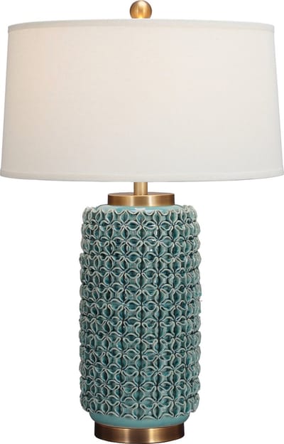 Fine Asianliving Chinese Tafellamp Porselein Turquoise Motief Handgemaakt D50xH76cm