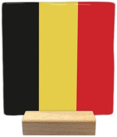 België - Keramische decoratie tegel - incl. houten presenteerblok