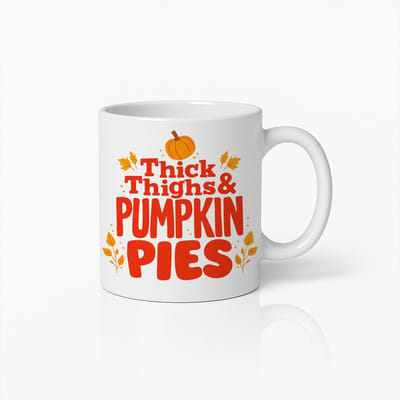 “Dikke Dijen & Pompoentaart” Witte Mok 330ml – Leuke Herfst & Thanksgiving Beker