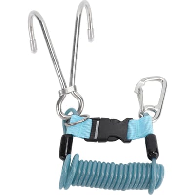 Crochet de plongée à ressort en acier inoxydable mousqueton double extrémité avec boucle à libération rapide Accessoires de plongée bleu