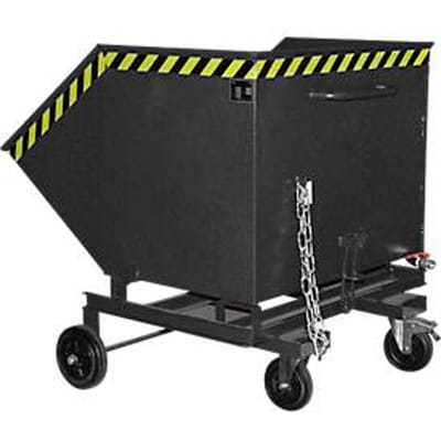 Spanencontainer Bauer SKW-ET 1000, staal, zwart, B 1430 x D 1340 x H 1285 mm, 1000 l, tot 300 kg, rollen, handmatig kiepen, met inrijvakken