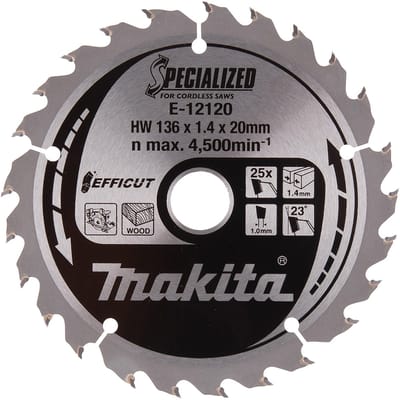 Makita Cirkelzaagblad voor Hout | Efficut | Ø 136mm Asgat 20mm 25T - E-12120