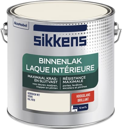Sikkens - Binnenlak Hoogglans - Ral 9010 - 2,5 L