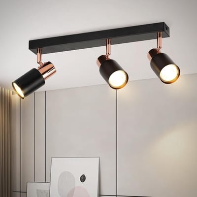 Glitzerlife - Plafondspot Plafondlamp - Draaibaar Opbouwspot - GU10 3 Lichtpunten - Warm Wit Instelbaar - Modern IJzer - Ø38cm - Zwart