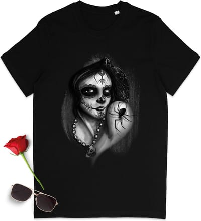 T Shirt Dames - Gothic - Zwart - Korte Mouw - Maat S