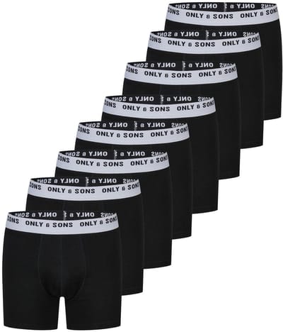 Only & Sons Heren Boxershorts ONSSCOTT 8 PACK Zwart L Ondergoed met Elastische Softband