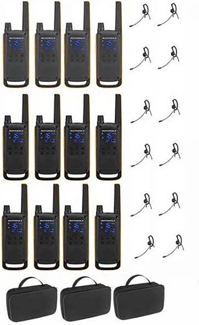 Set van 12 Motorola Talkabout T82 Extreme PMR446 Portofoons met headsets