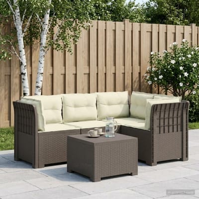 vidaXL - 4-Zitter - Tuin - Sofa - met - Kussens - Rattan - Look - PP - Lichtgrijs