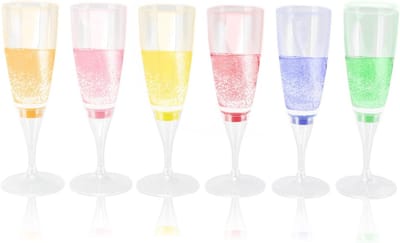 Set van 6 LED Champagneglazen met Flitsende Lichten - Perfect voor Feesten, Bruiloften en Cocktails
