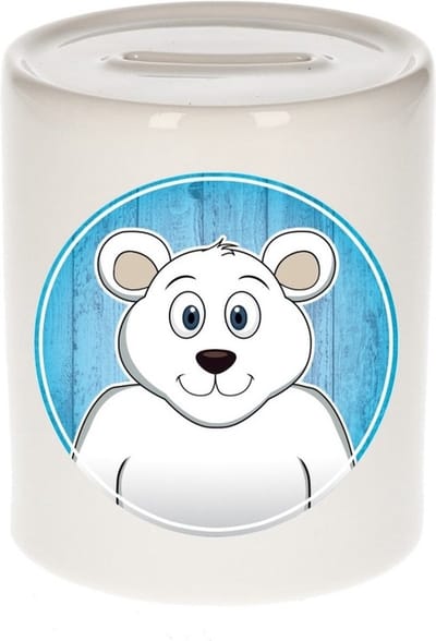 Vrolijke ijsbeer dieren spaarpot 9 cm - ijsberen - spaarpotten voor kinderen