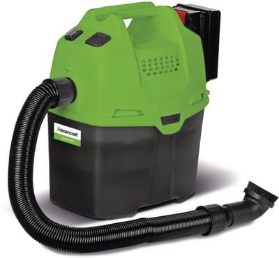 Droogzuiger met schouderriem - 5 liter kunststof tank - 0,2 kW lithium-ion batterij 18 V 2.0 Ah - 63 dB(A) Cleancraft DRYCAT 15B