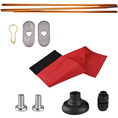 Grand drapeau de sécurité pour kayak avec mât, sac de rangement, vis et base de montage sur rail Haute visibilité 20x5,6 pouces Orange Red rouge