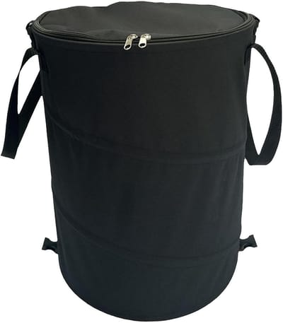 Afvalbak Kamperen - Opvouwbare Bak - Buiten Leven - Stevige Stalen Ring - 37 Liter - Zwart