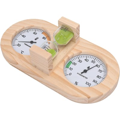 Thermomètre et Hygromètre pour Sauna 2 en 1 avec Sablier 15 Minutes pour Pièce de Sauna Traditionnelle white