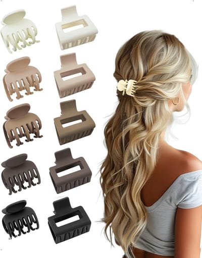 SnelShoppen - Set van 10 Haarspeldjes 4 cm in 2 Stijlen - Vierkant en Dubbellaags - Franse Eenvoud - Mat en Antislip - Mini Haaraccessoires voor Dames