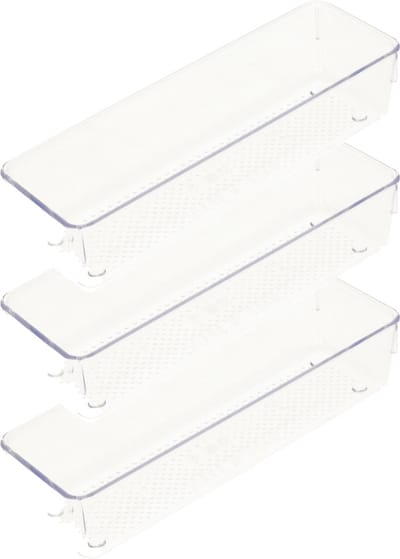 Plasticforte Lade organizer Skuff - 3x - transparant - kunststof - 23 x 7,5 x 5 cm - modulair - ladeverdeler