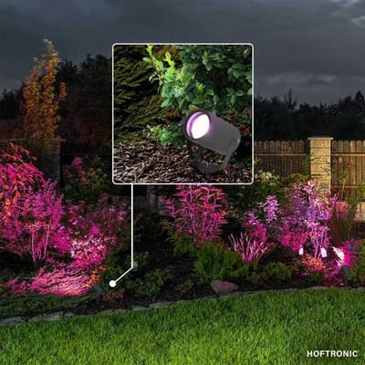 HOFTRONIC SMART Set van 6 Spikey Smart prikspots - RGBWW - Wifi + Bluetooth - 5,5 Watt 400 lumen - IP65 Waterdicht - Bestuurbaar via app - Google