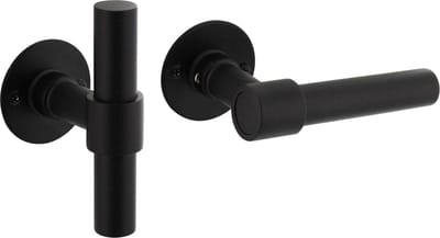 Intersteel Deurkruk L/T-model met rozet 2 mm rvs/zwart