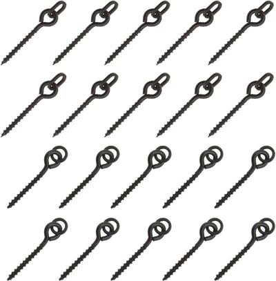 15mm Vislures Bait Screws met Ronde/Ovale Link Loop voor Karpervissen - Terminal Grip Connectoren Accessoires in Mat Zwart, 100 Stuks