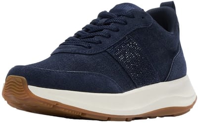 FitFlop F-Mode Flow Crystal Denim/Suede Sneakers Dames Sneakers - Donker Denim