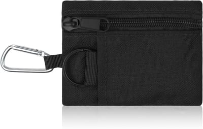 SnelShoppen - Mini Wallet voor Mannen en Vrouwen, Canvas en Nylon, Tactische Kleine Ritstas met Rits, Mini Portemonnee met Sleutelhanger en Karabijnha