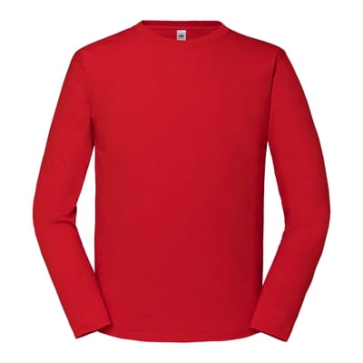 Fruit of the Loom Unisex Volwassen Iconic 195 Effen T-shirt met lange mouwen (Rood)
