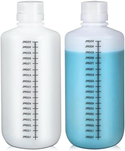 500ml Scale PP Test Tubes - 2 Stuks, Translucente Breednekkige Fles, Chemisch Bestendige Plastic Flessen met Dichtdeksel voor Laboratoriumgebruik en Monsters verzamelen